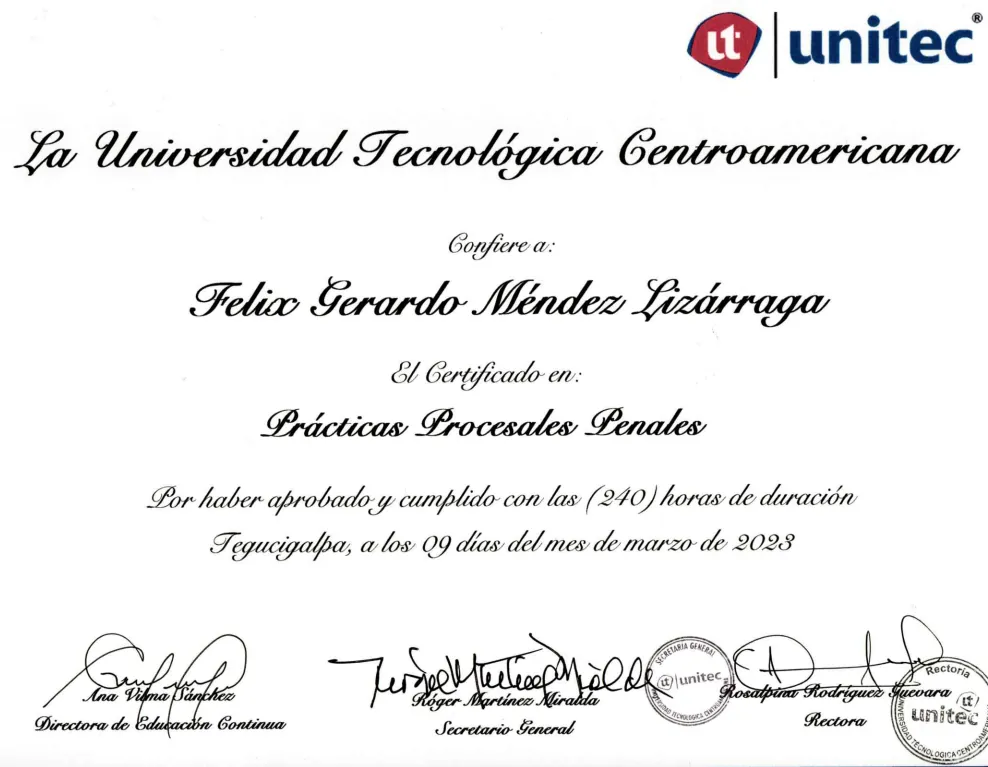 Certificado Procesal