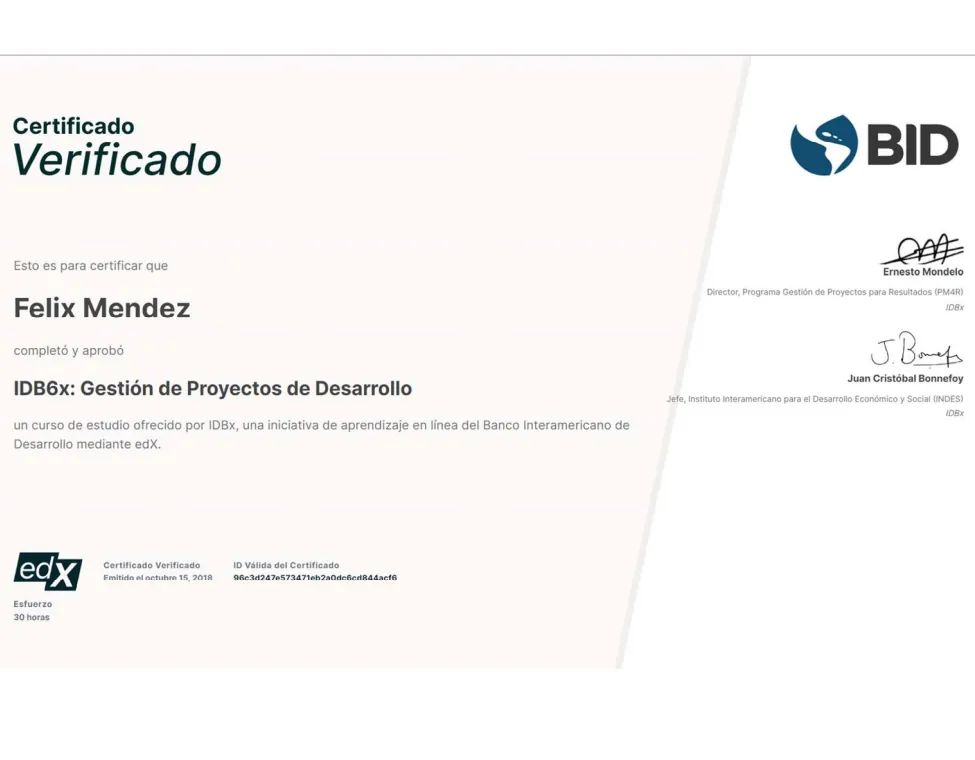 Certificado Gestión